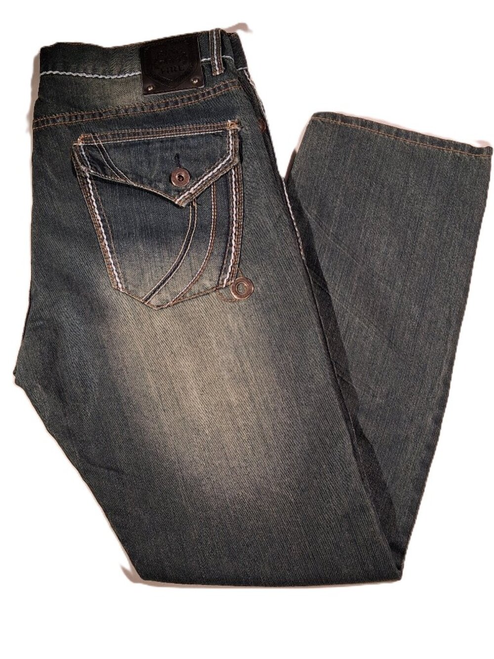 RING OF FIRE JEANS  Men's 36 x 32  Vintage Y2K  Skater  Thick Stitch Flap Pocket